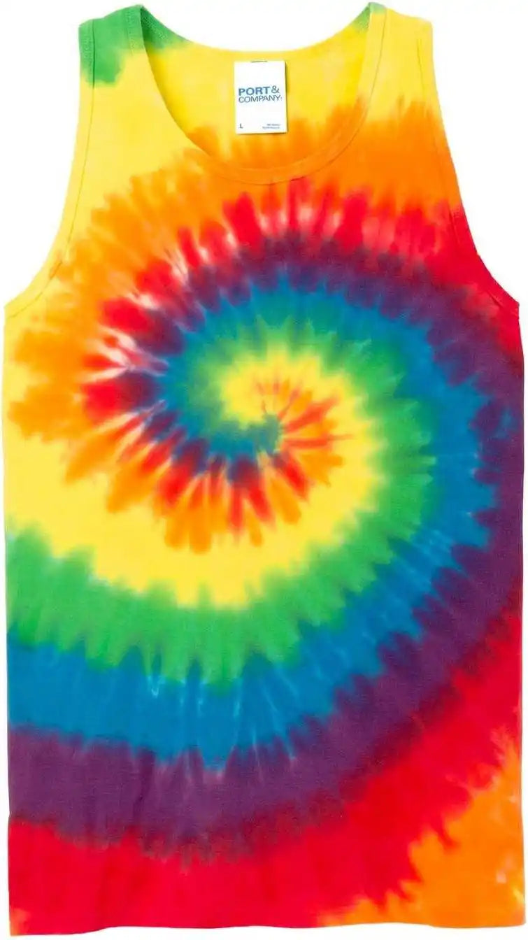 Port &amp; Company Pc147tt Tie Dye Tank Top Rainbow