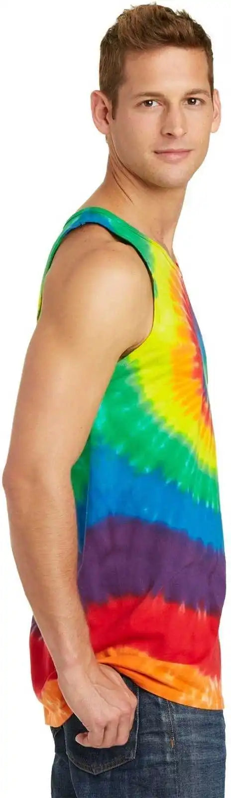 Port &amp; Company Pc147tt Tie Dye Tank Top Rainbow