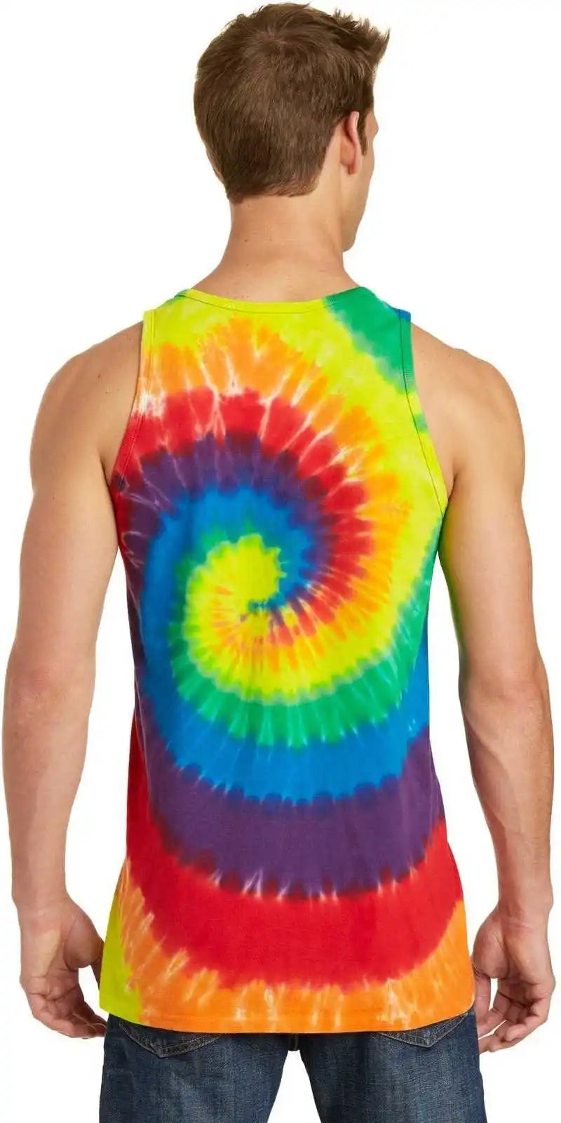 Port &amp; Company Pc147tt Tie Dye Tank Top Rainbow