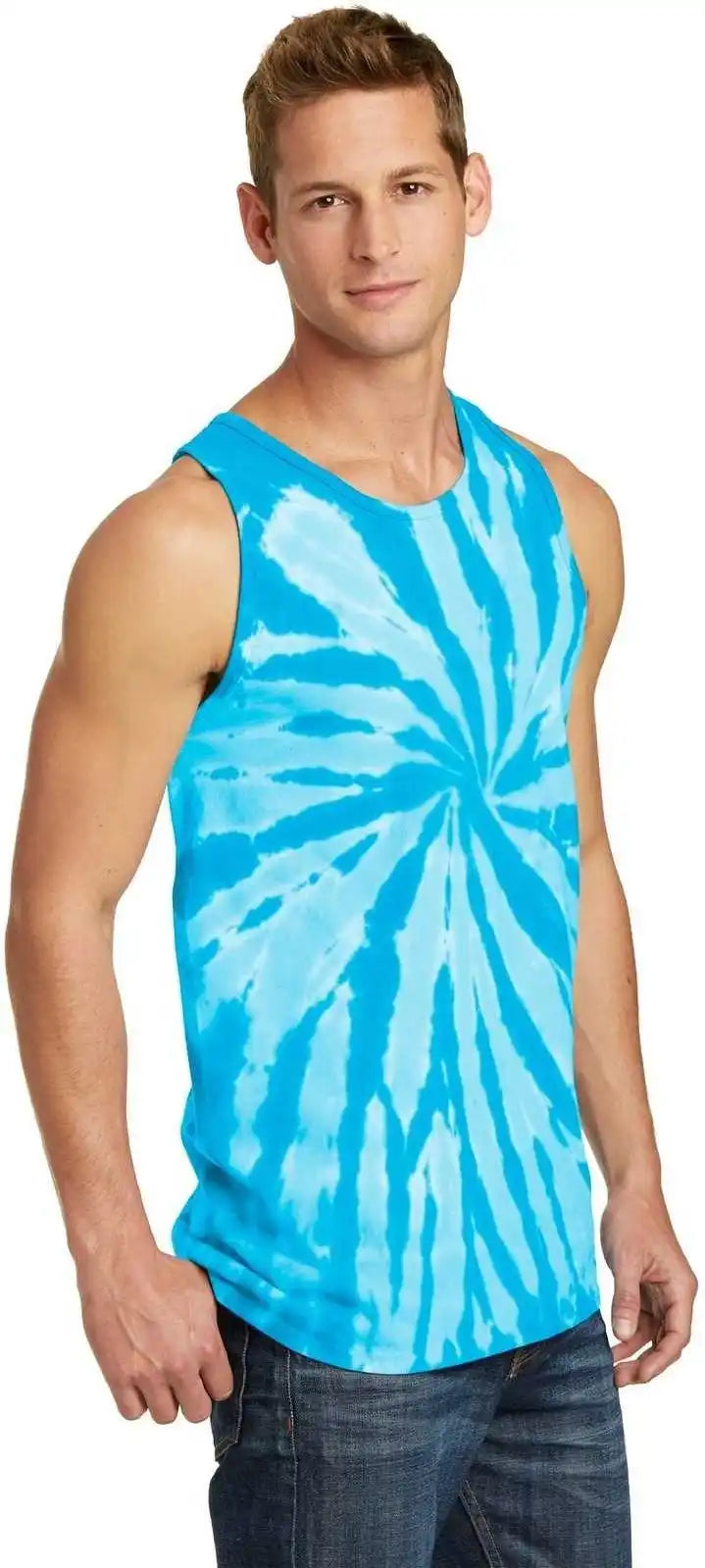 Port & Company Pc147tt Tie Dye Tank Top Turquoise