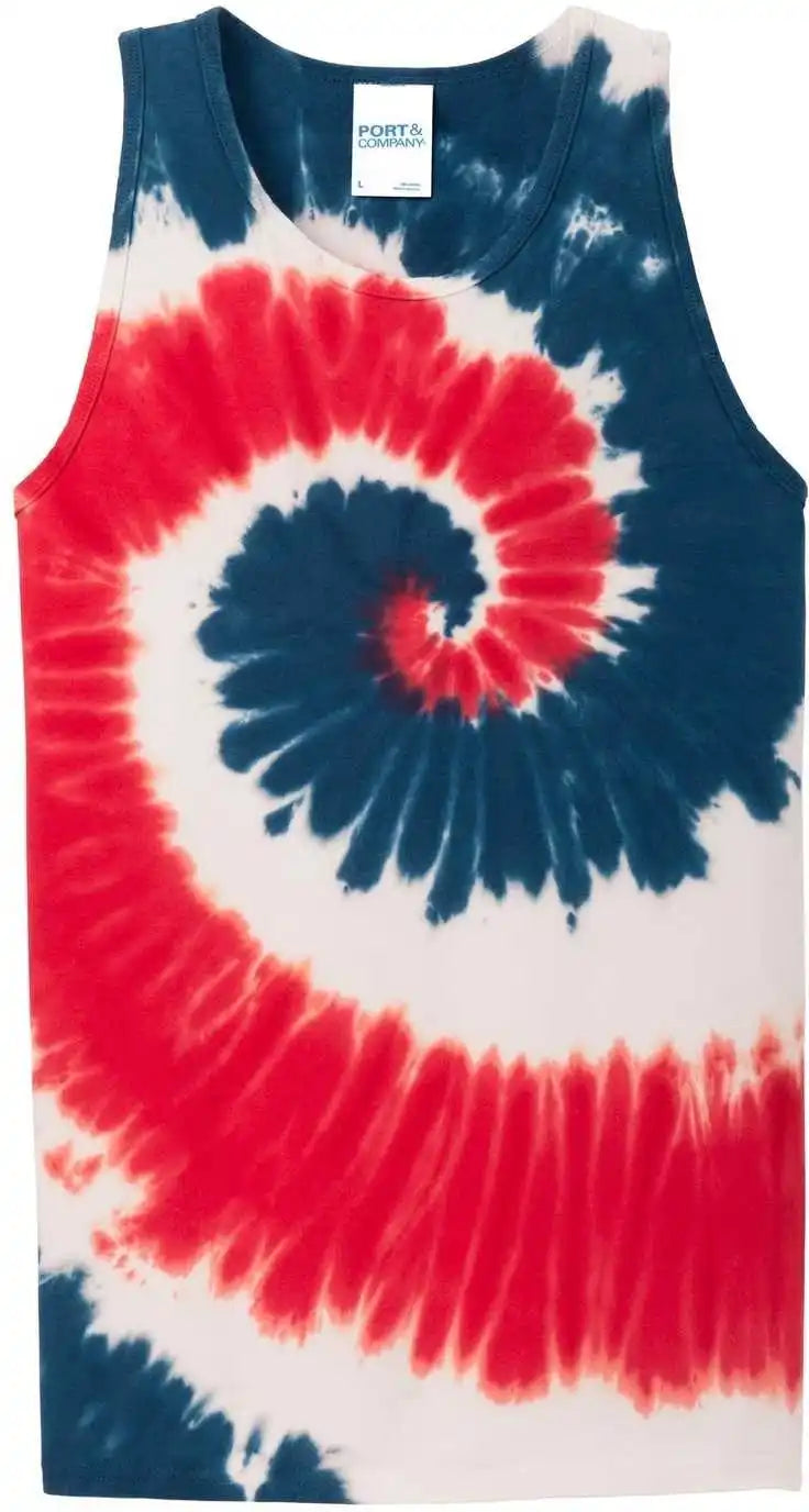 Port &amp; Company Pc147tt Tie Dye Tank Top Usa Rainbow
