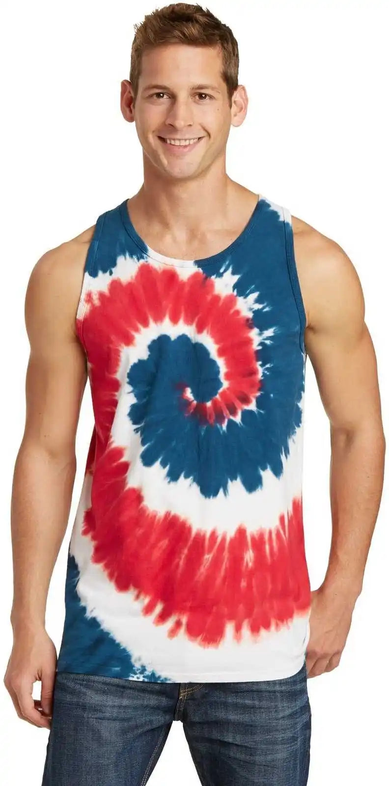 Port &amp; Company Pc147tt Tie Dye Tank Top Usa Rainbow