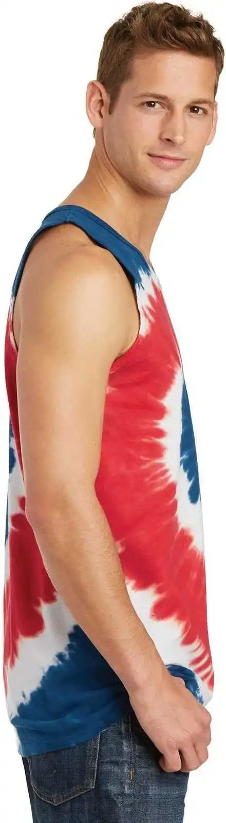 Port &amp; Company Pc147tt Tie Dye Tank Top Usa Rainbow