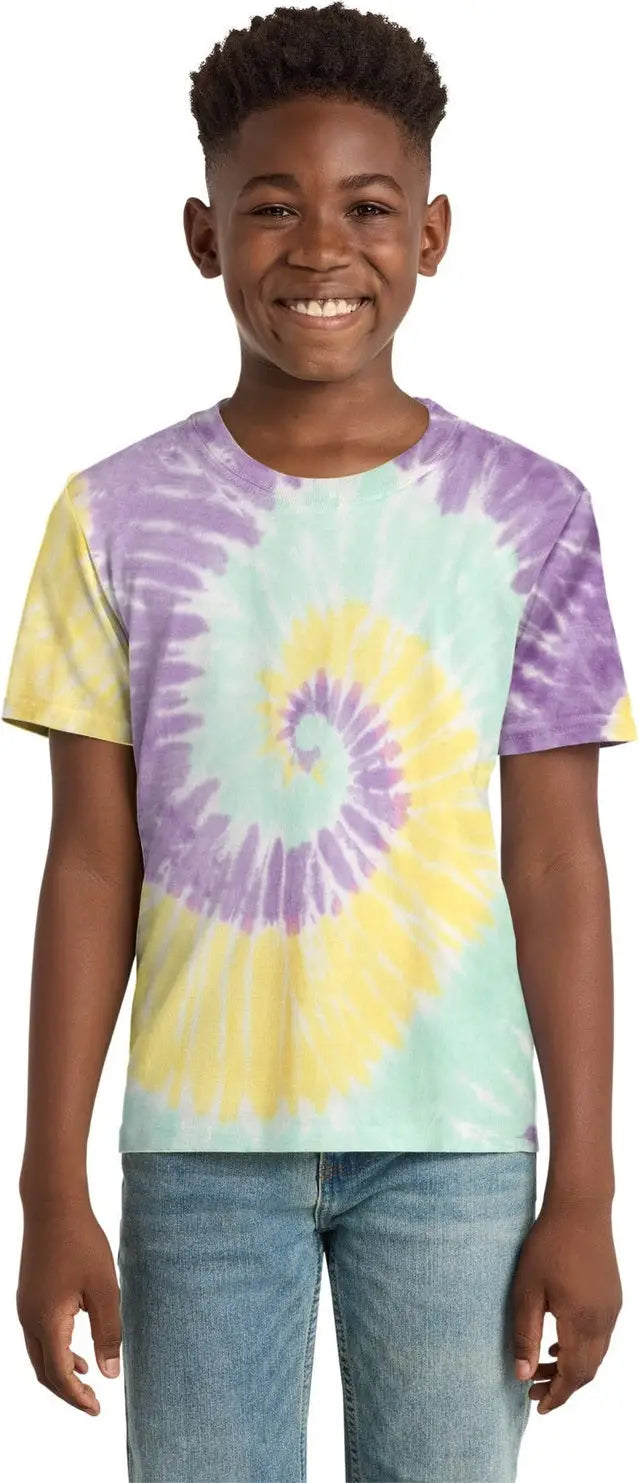 Port & Company Pc147y co Youth Tie-dye Tee - Mint Rainbow - Xs