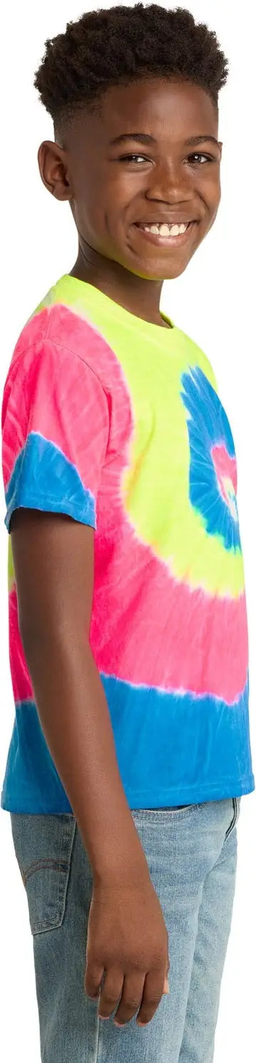Port & Company Pc147y co Youth Tie-dye Tee - Neon Rainbow