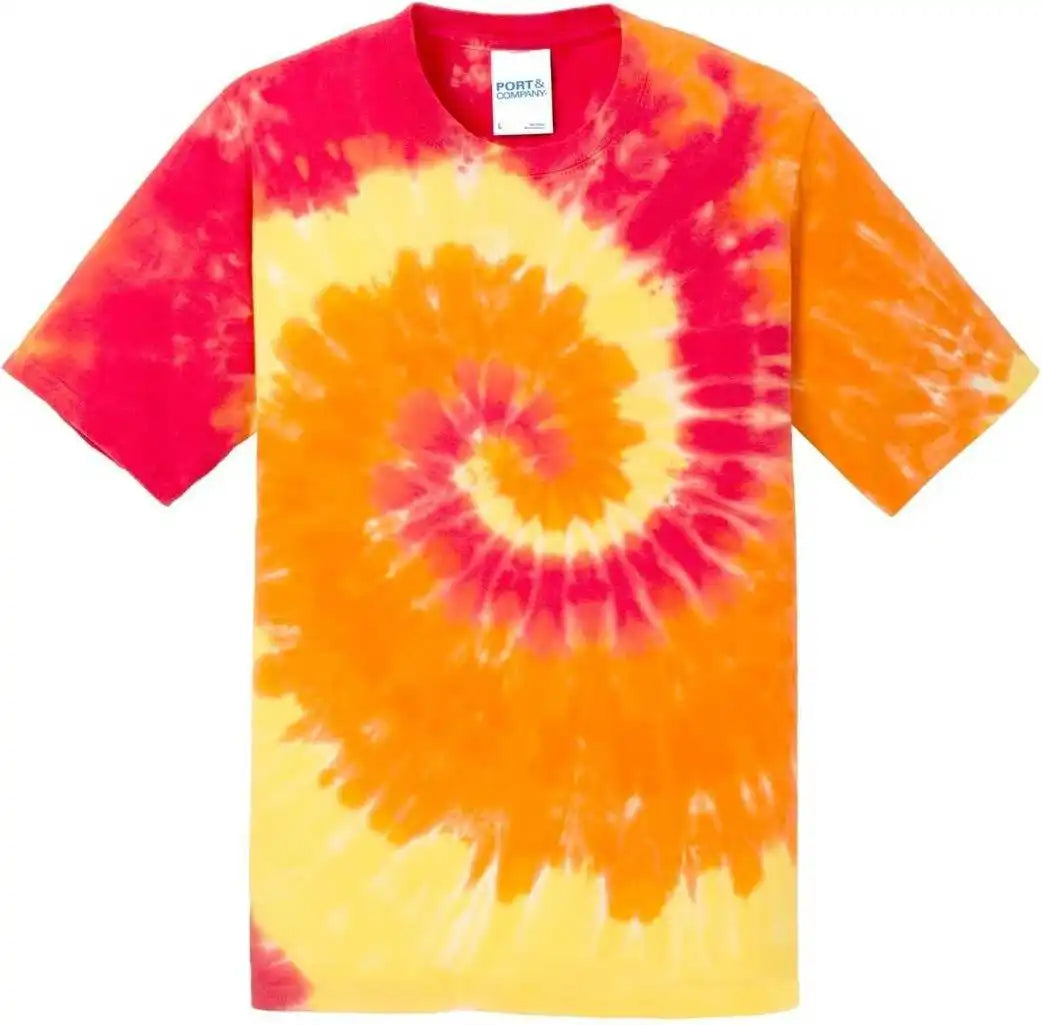Port &amp; Company Pc147y Youth Tie Dye Tee Blaze Rainbow