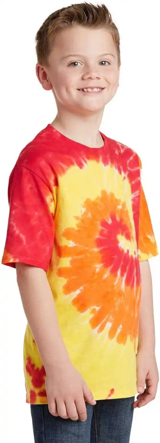 Port &amp; Company Pc147y Youth Tie Dye Tee Blaze Rainbow