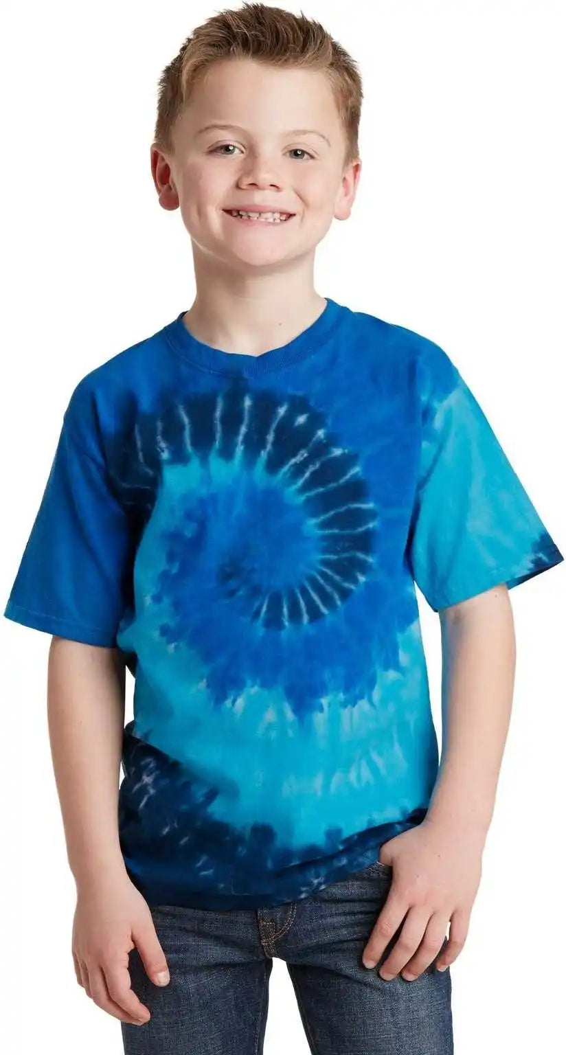 Port &amp; Company Pc147y Youth Tie Dye Tee Ocean Rainbow