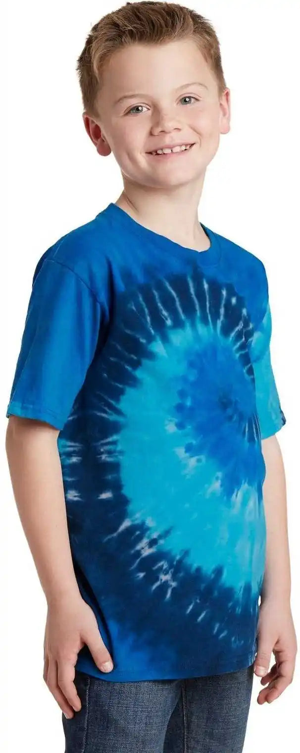 Port &amp; Company Pc147y Youth Tie Dye Tee Ocean Rainbow
