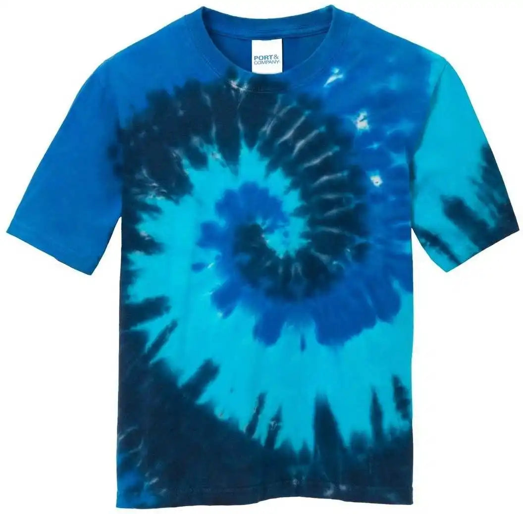 Port &amp; Company Pc147y Youth Tie Dye Tee Ocean Rainbow