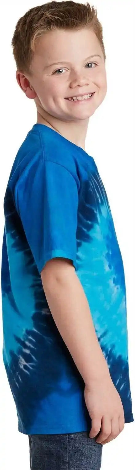 Port &amp; Company Pc147y Youth Tie Dye Tee Ocean Rainbow