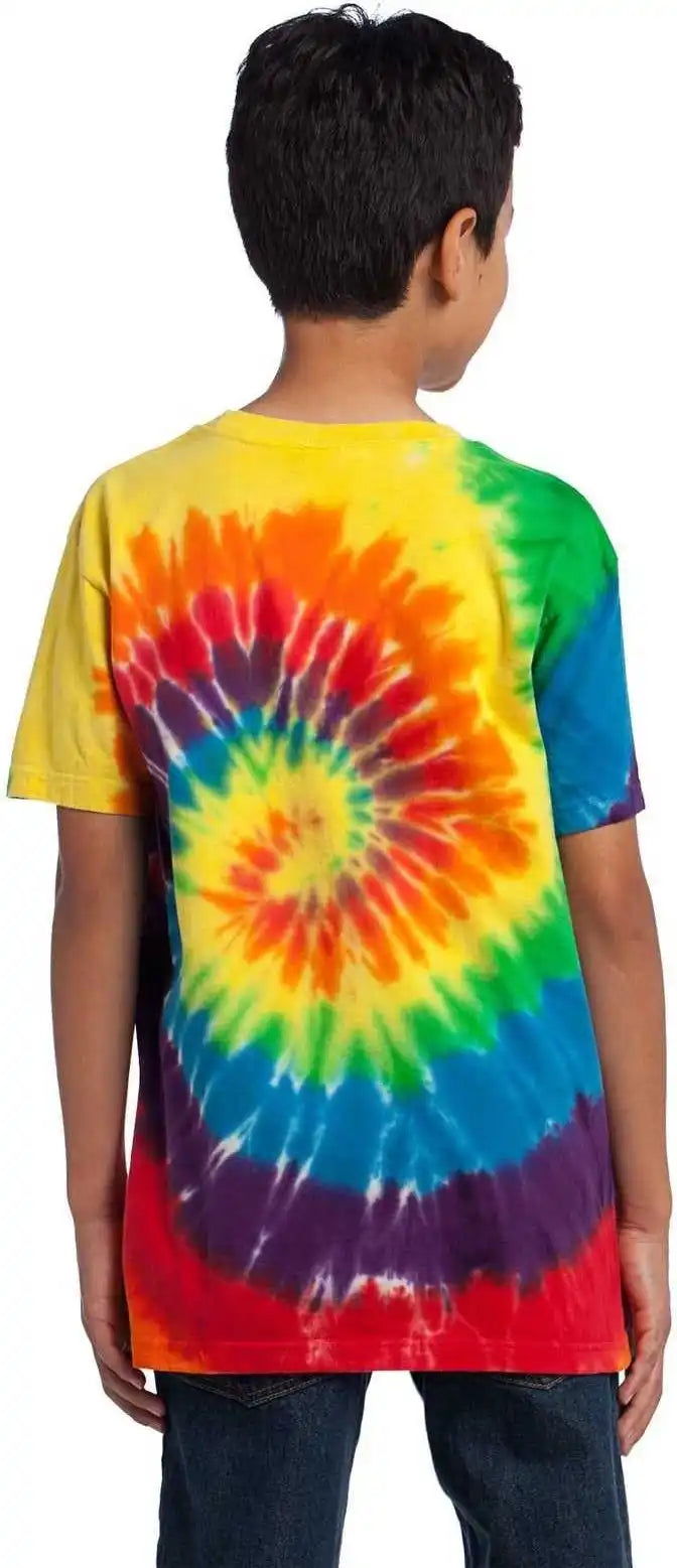 Port &amp; Company Pc147y Youth Tie Dye Tee Rainbow