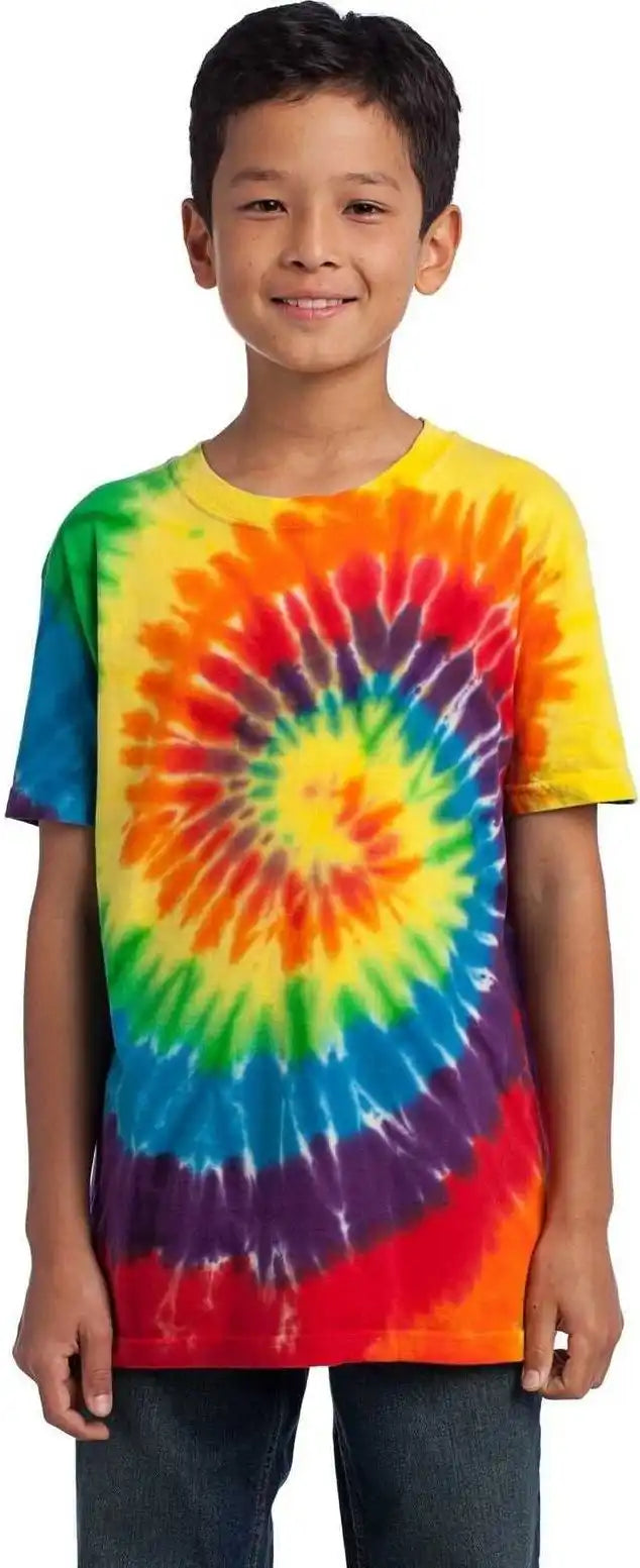 Port &amp; Company Pc147y Youth Tie Dye Tee Rainbow