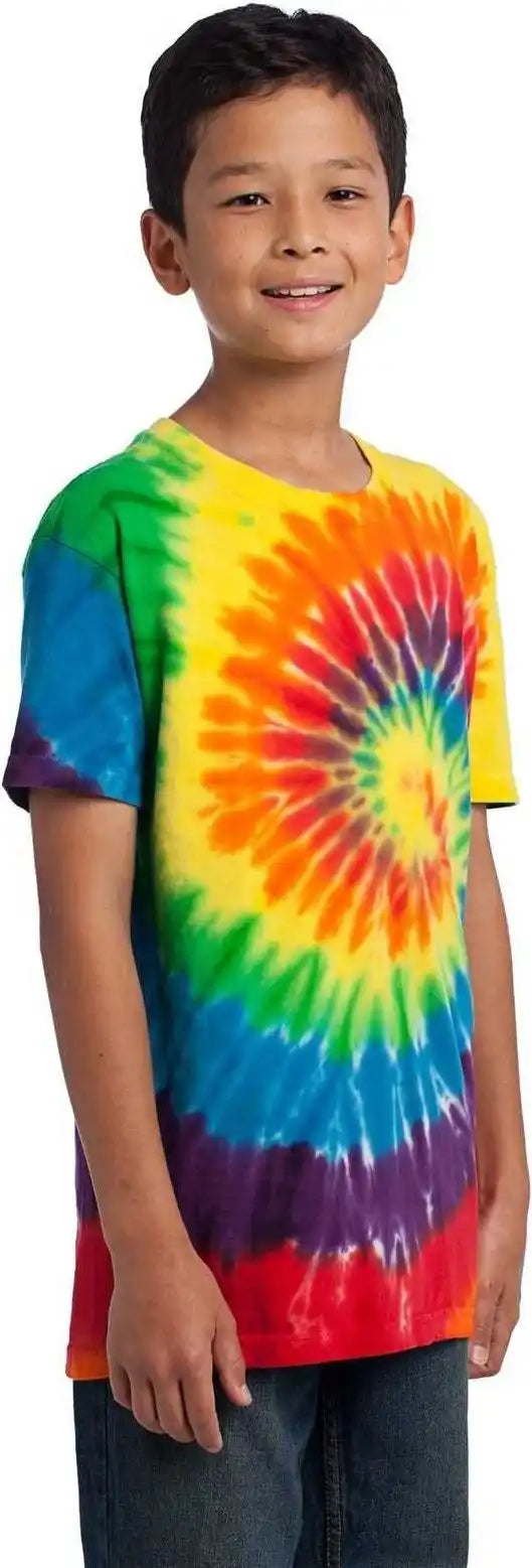 Port &amp; Company Pc147y Youth Tie Dye Tee Rainbow