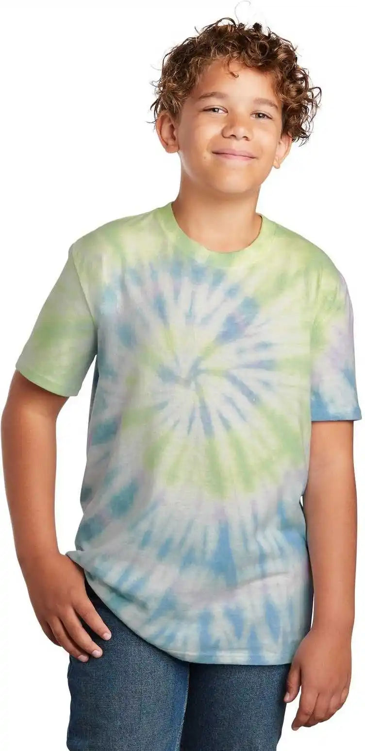Port &amp; Company Pc147y Youth Tie Dye Tee Watercolor Spiral