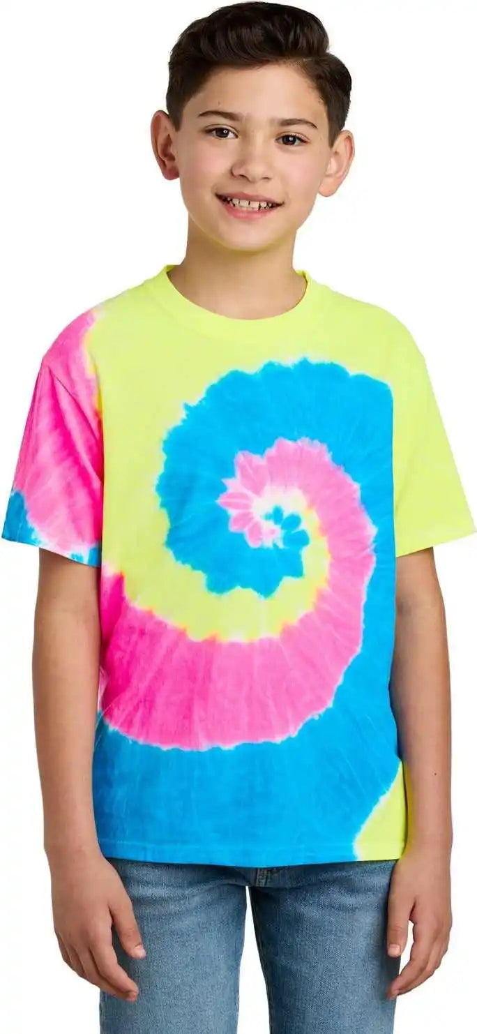 Port & Company Pc147y Youth Tiedye Tee - Neon Rainbow