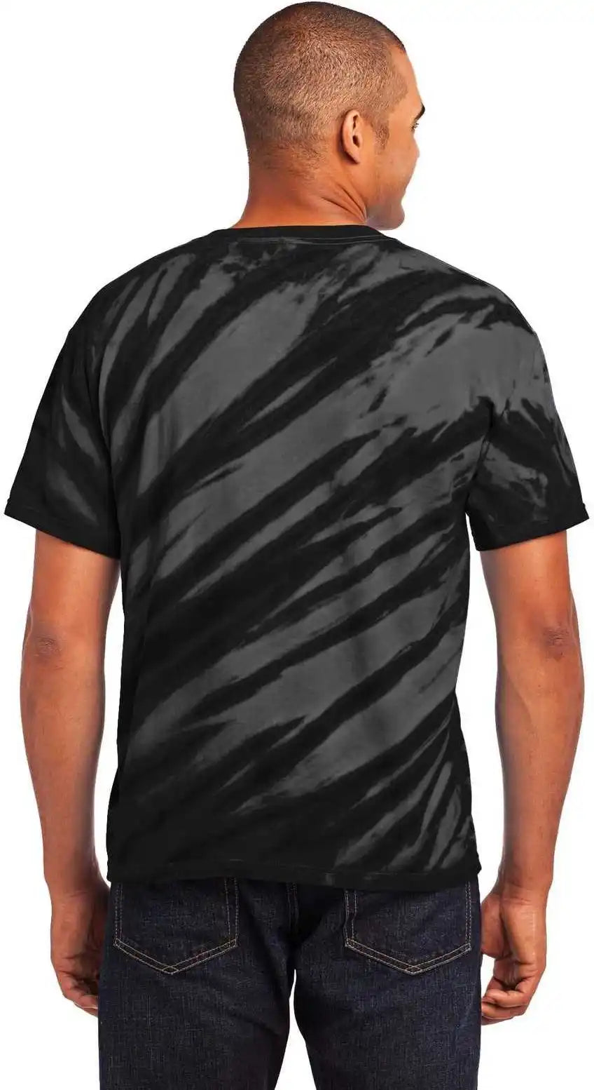 Port &amp; Company Pc148 Tiger Stripe Tie Dye Tee Black