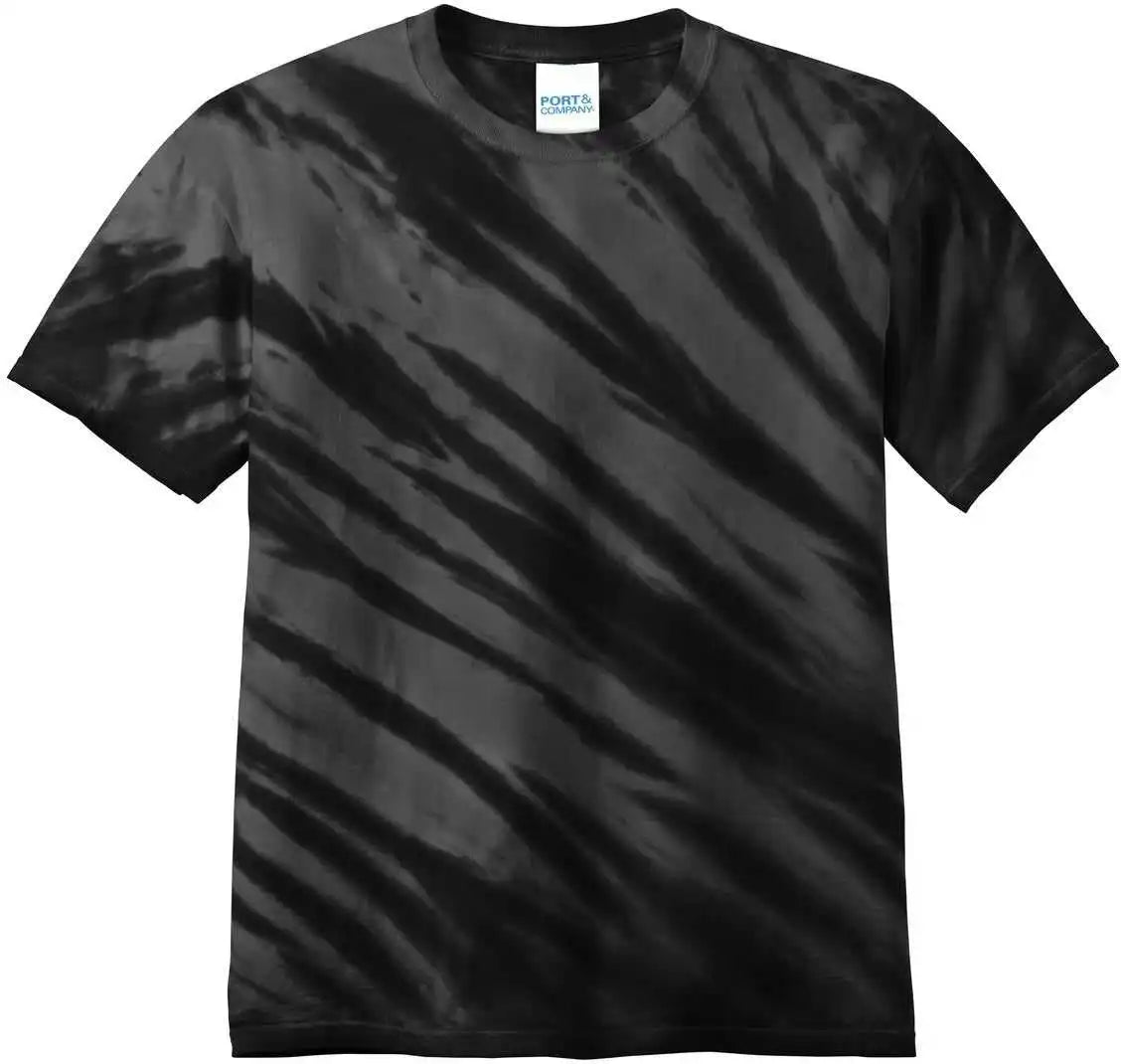 Port &amp; Company Pc148 Tiger Stripe Tie Dye Tee Black