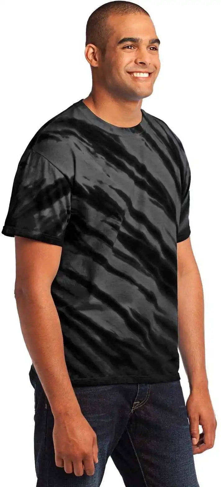 Port &amp; Company Pc148 Tiger Stripe Tie Dye Tee Black
