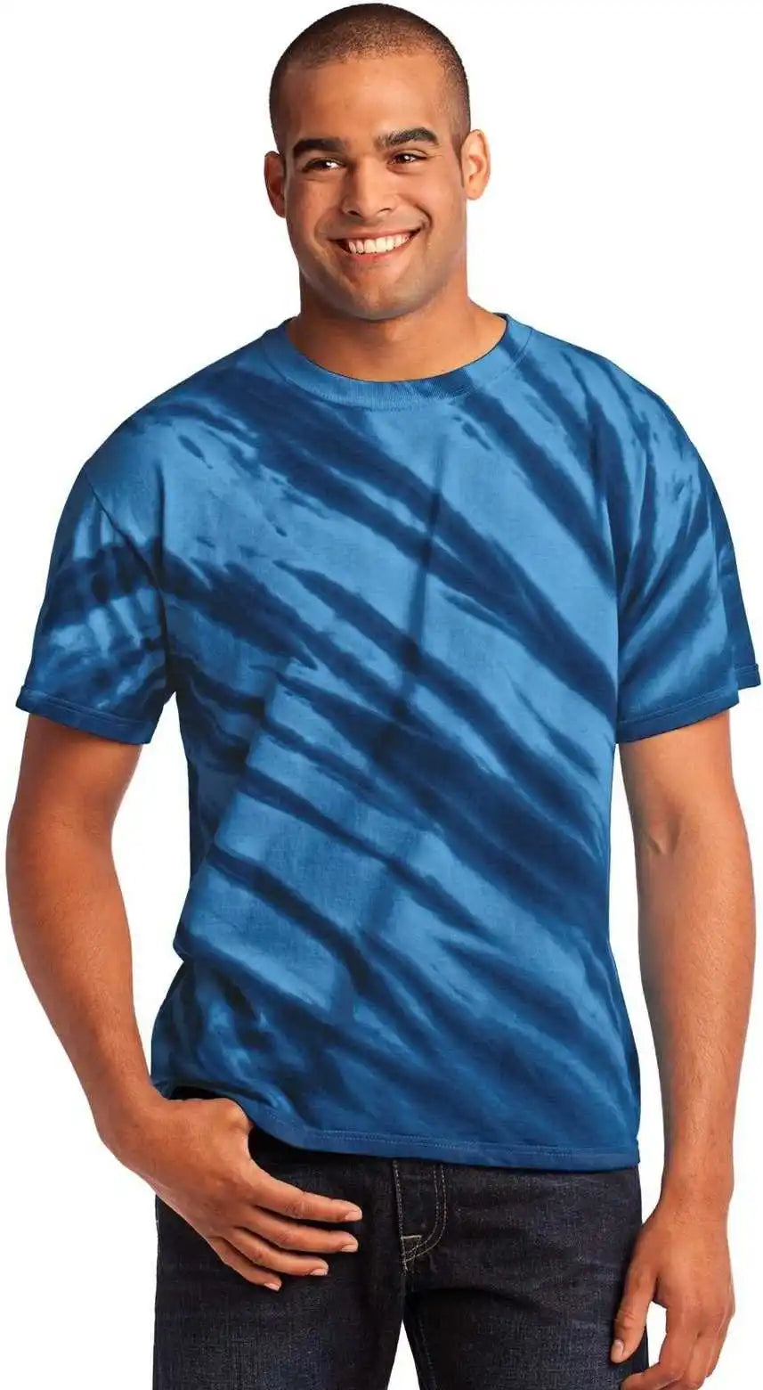 Port & Company Pc148 Tiger Stripe Tie-dye Tee - Navy