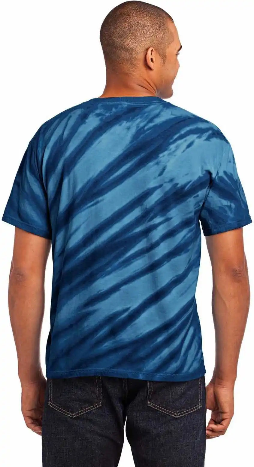 Port & Company Pc148 Tiger Stripe Tie-dye Tee - Navy