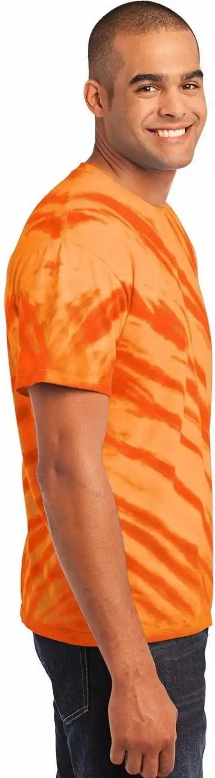 Port &amp; Company Pc148 Tiger Stripe Tie Dye Tee Orange