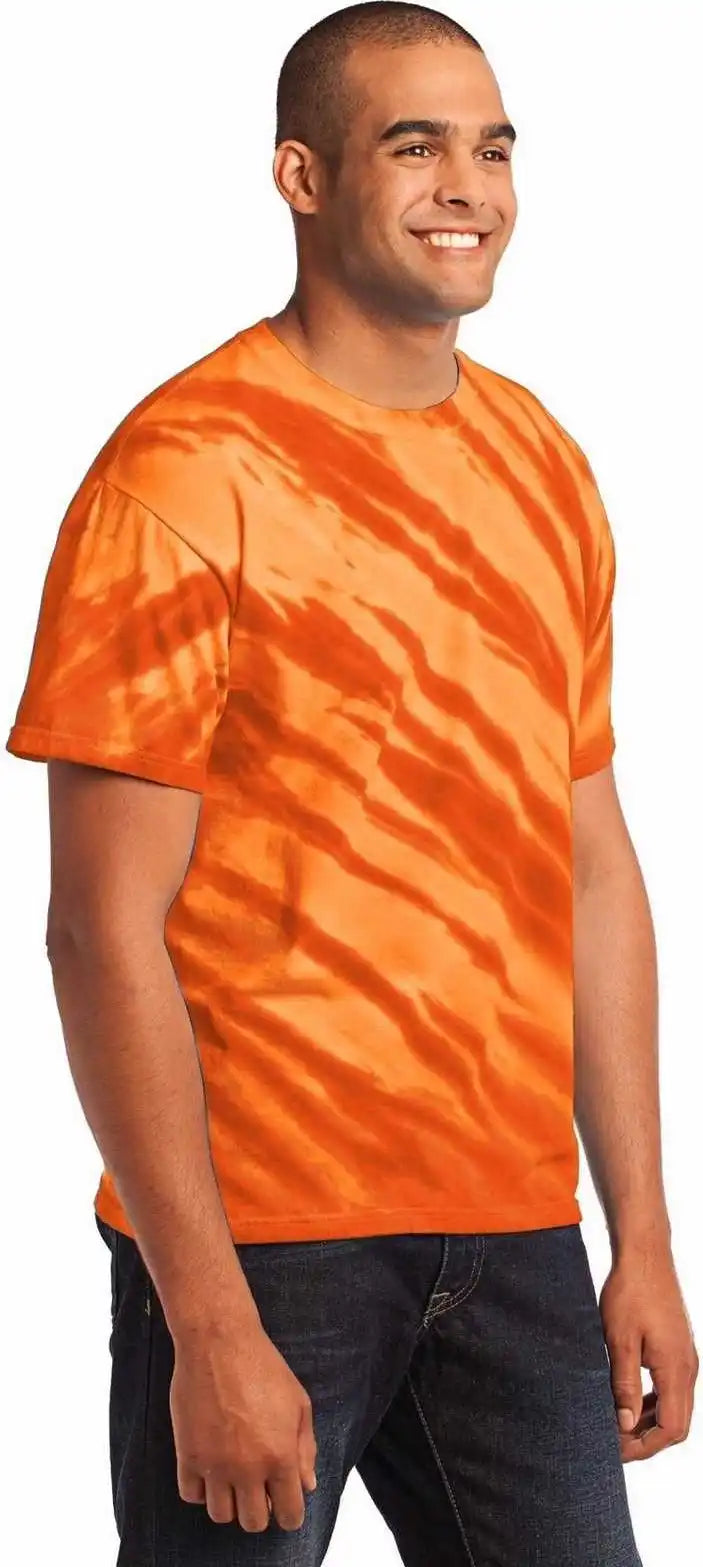 Port &amp; Company Pc148 Tiger Stripe Tie Dye Tee Orange