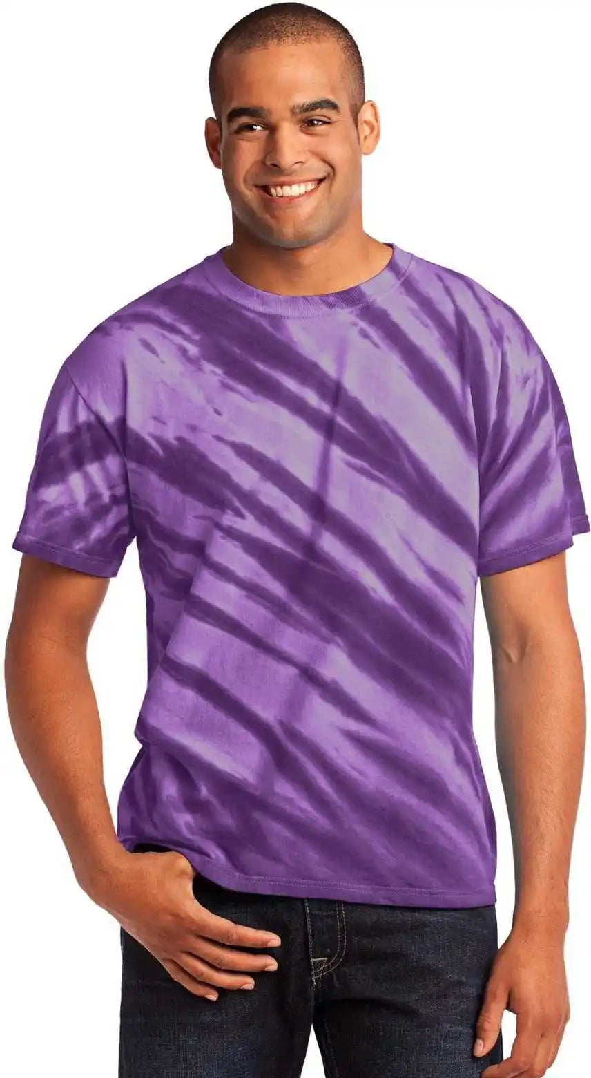 Port & Company Pc148 Tiger Stripe Tie-dye Tee - Purple