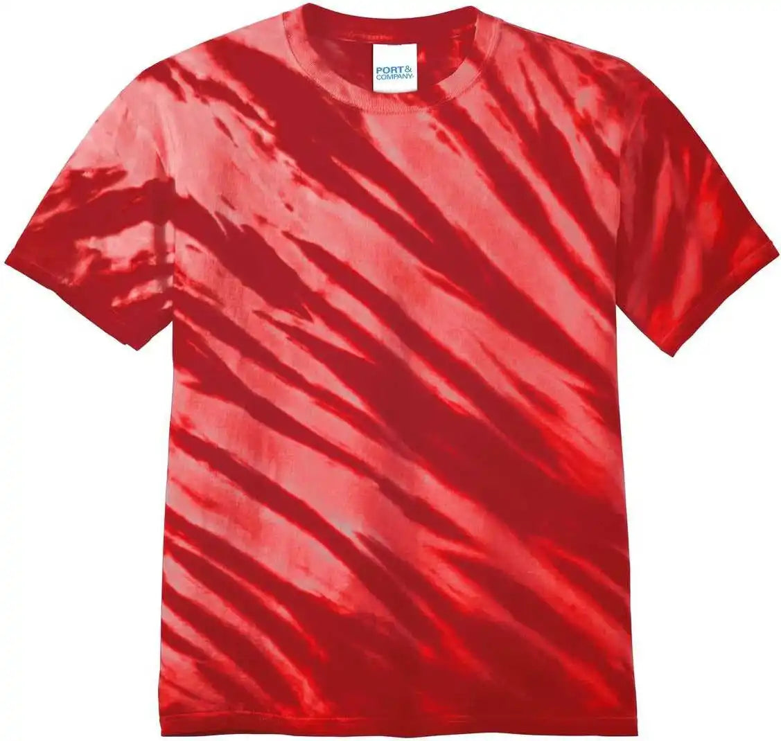 Port & Company Pc148 Tiger Stripe Tie-dye Tee - Red
