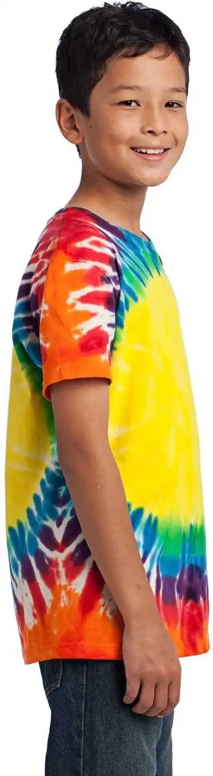 Port &amp; Company Pc149y Youth Window Tie Dye Tee Rainbow