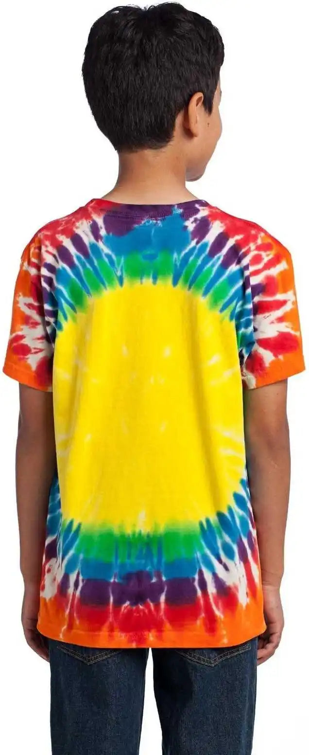 Port &amp; Company Pc149y Youth Window Tie Dye Tee Rainbow