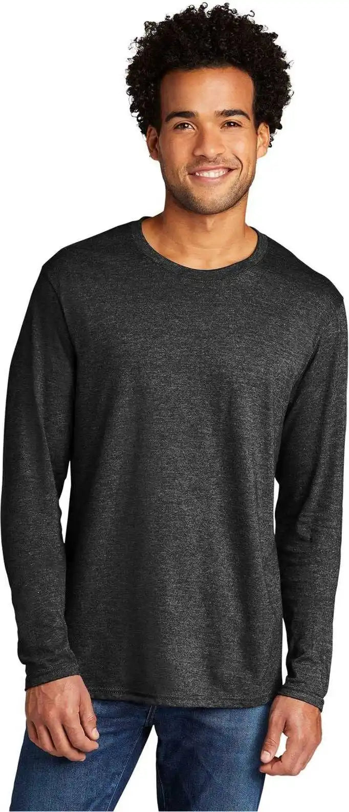 Port & Company Pc330ls Tri Blend Long Sleeve Tee Black Heather