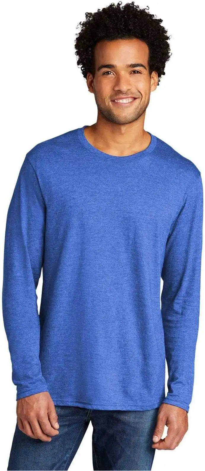 Port & Company Pc330ls Tri Blend Long Sleeve Tee Heather Royal