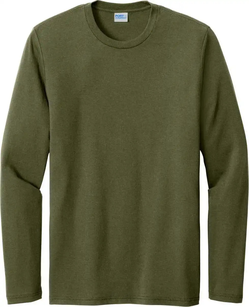 Port &amp; Company Pc330ls Tri Blend Long Sleeve Tee Military Green Heather