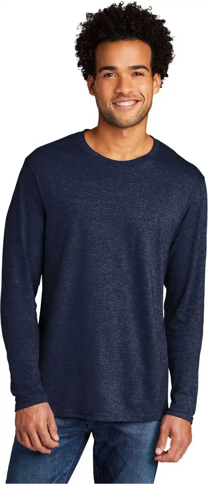 Port & Company Pc330ls Tri Blend Long Sleeve Tee Team Navy Heather