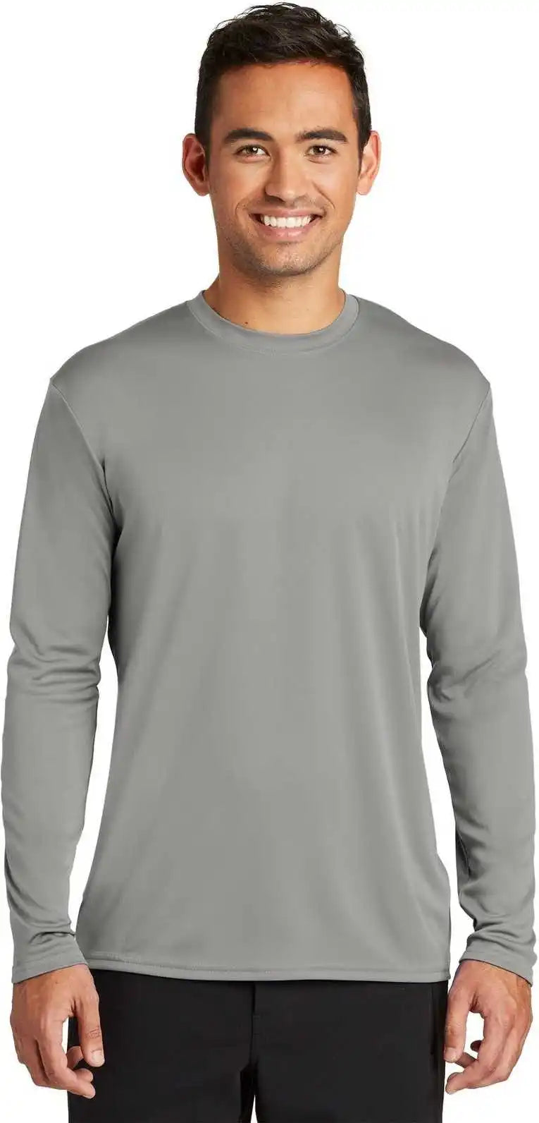 Port & Company Pc380ls Long Sleeve Performance Tee Gray Concrete