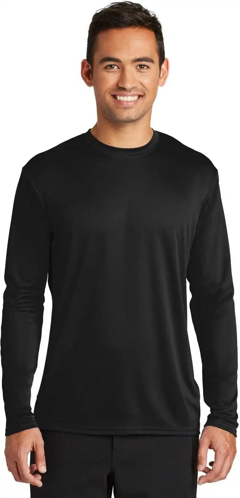 Port & Company Pc380ls Long Sleeve Performance Tee Jet Black