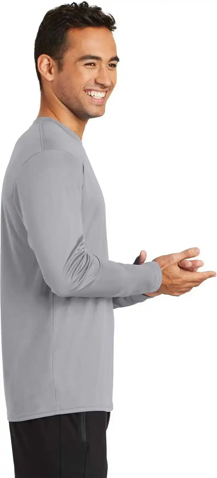 Port &amp; Company Pc380ls Long Sleeve Performance Tee Silver