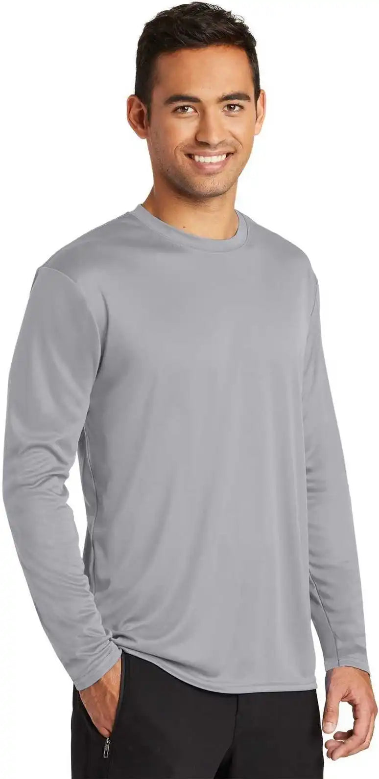 Port &amp; Company Pc380ls Long Sleeve Performance Tee Silver
