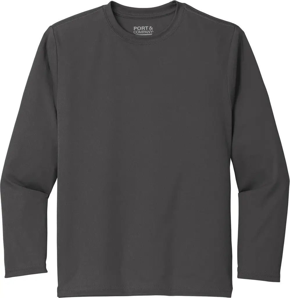 Port & Company Pc380yls co Youth Long Sleeve Performance Tee - Charcoal