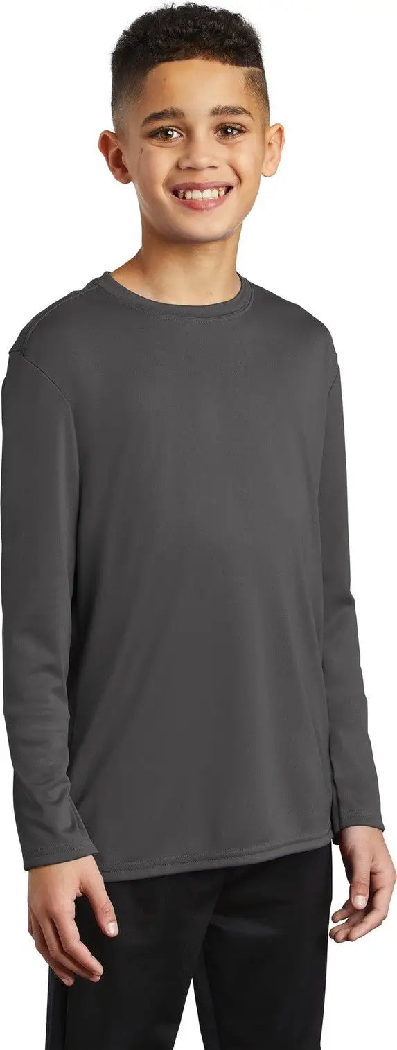Port & Company Pc380yls co Youth Long Sleeve Performance Tee - Charcoal