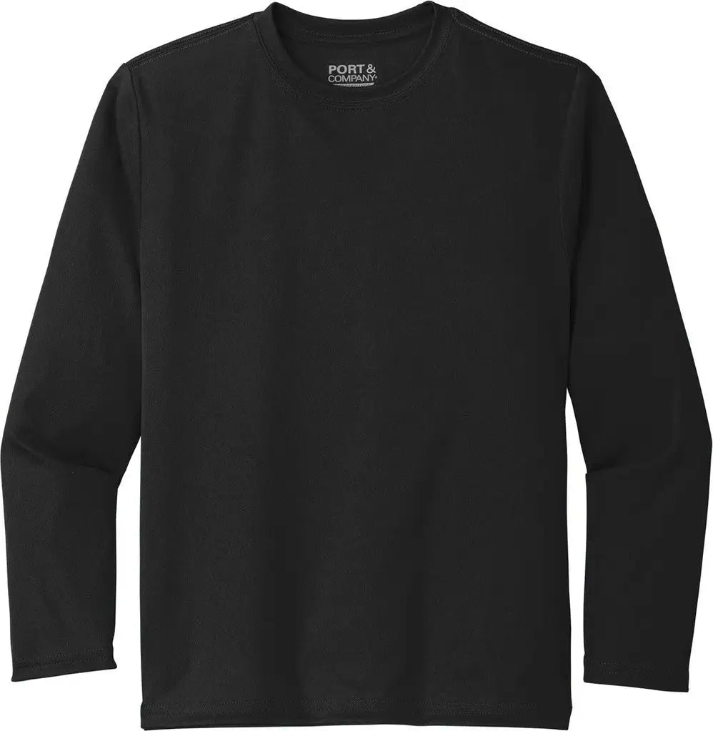 Port & Company Pc380yls co Youth Long Sleeve Performance Tee - Jet Black