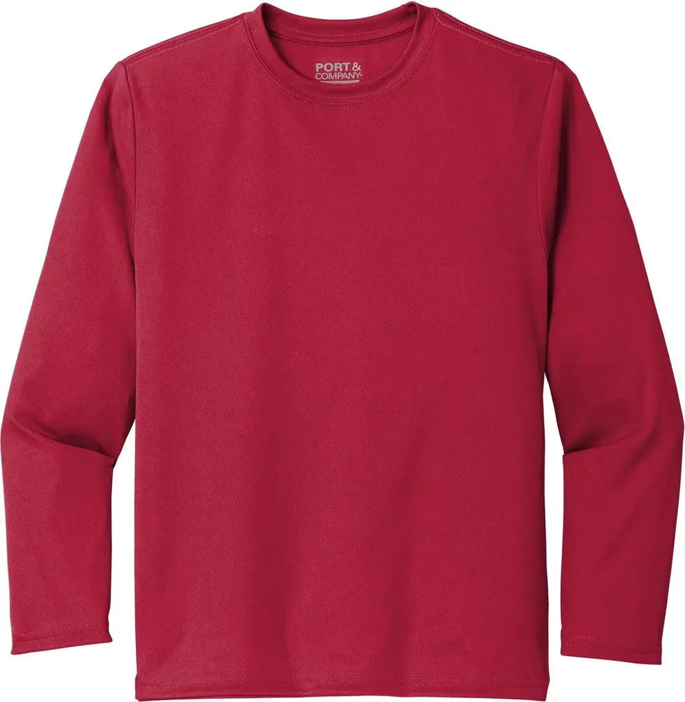 Port & Company Pc380yls co Youth Long Sleeve Performance Tee - Red