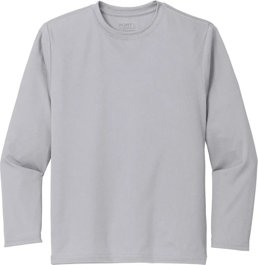 Port & Company Pc380yls co Youth Long Sleeve Performance Tee - Silver