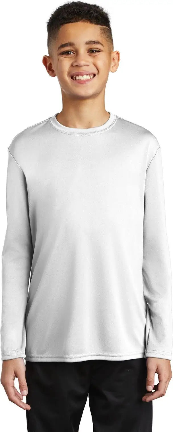 Port & Company Pc380yls co Youth Long Sleeve Performance Tee - White - Xs