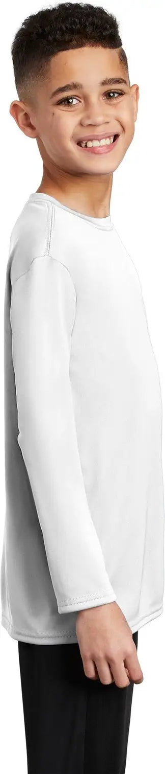 Port & Company Pc380yls co Youth Long Sleeve Performance Tee - White