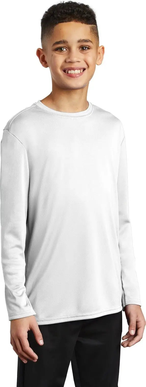 Port & Company Pc380yls co Youth Long Sleeve Performance Tee - White