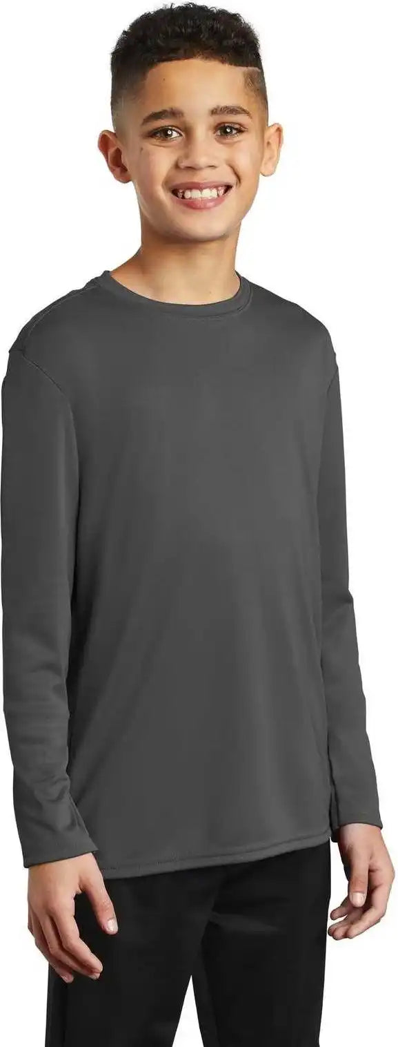 Port & Company Pc380yls Youth Long Sleeve Performance Tee - Charcoal