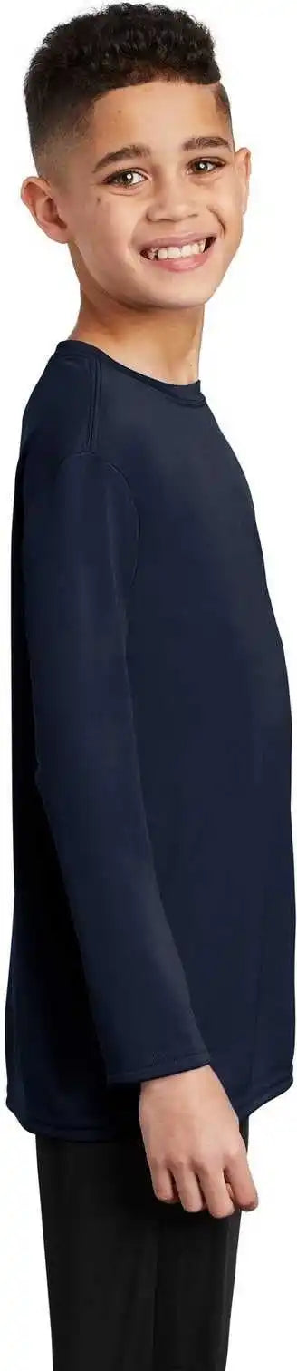 Port &amp; Company Pc380yls Youth Long Sleeve Performance Tee Deep Navy