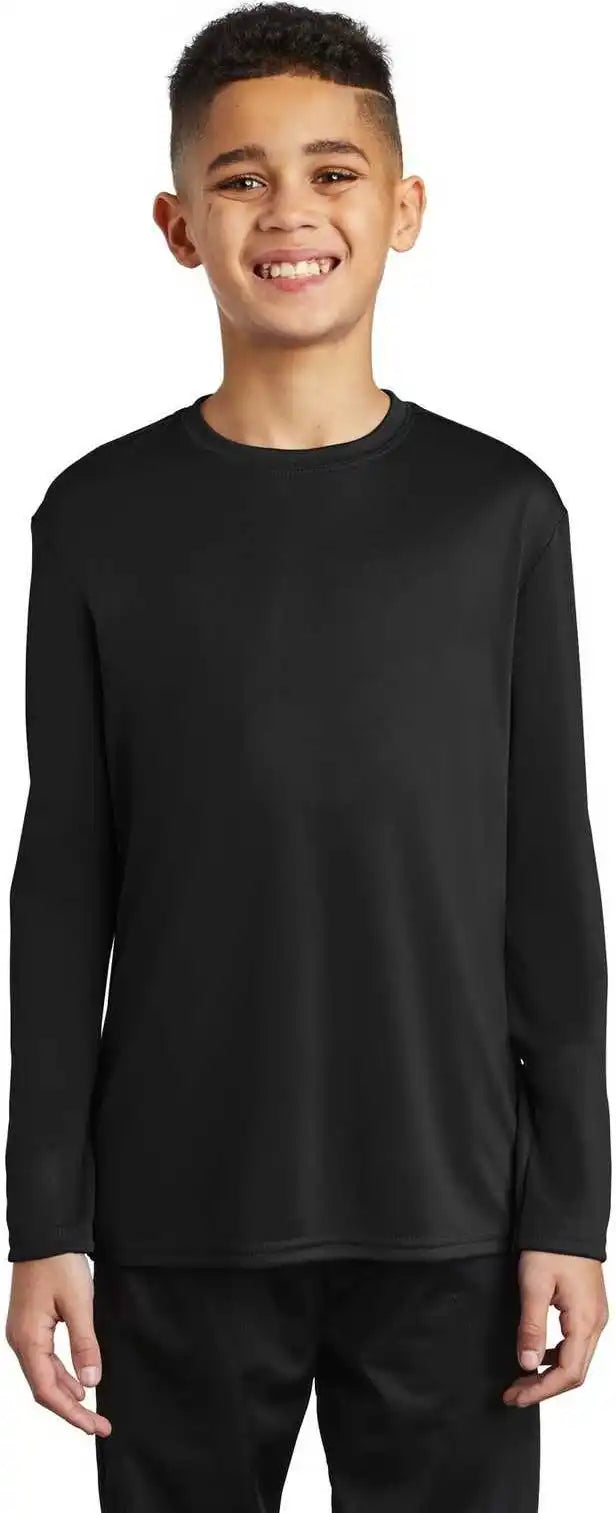 Port & Company Pc380yls Youth Long Sleeve Performance Tee Jet Black
